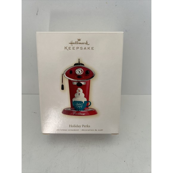 Hallmark Other - Hallmark Keepsake Ornament 2009 Holiday Perks Red Espresso Maker Snowman